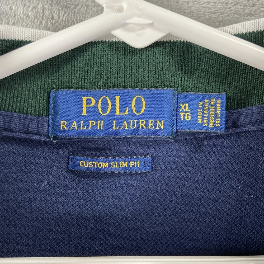 Polo Ralph Lauren Shirt Mens XL Rugby Big Pony Custom Slim Fit Crest Sash Patch